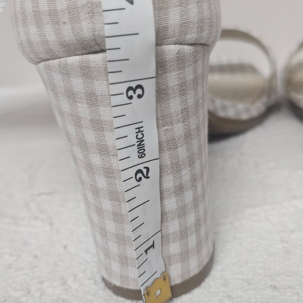 Life Stride Beige Tan White Checked Plaid Pattern Block Chunky Heels Size 11 - Picture 5 of 7